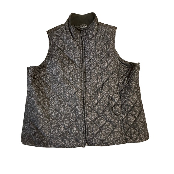 Jane Ashley Quilted Vest Floral Print Sleeveless Puffer Jacket 2X - Picture 1 of 4